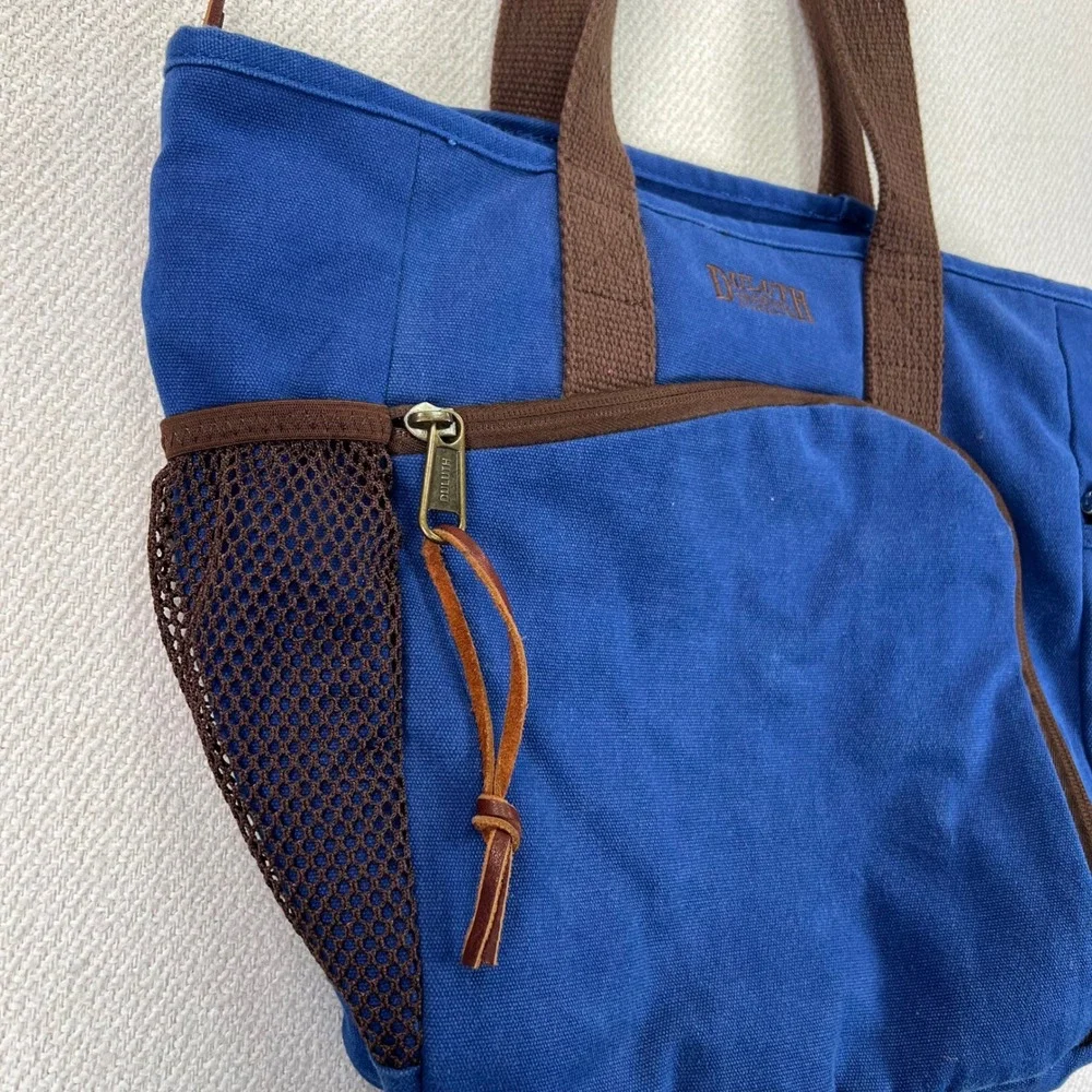 Duluth Trading Co Canvas Tote Bag Blue Brown Utility Workwear Carryall Organizer